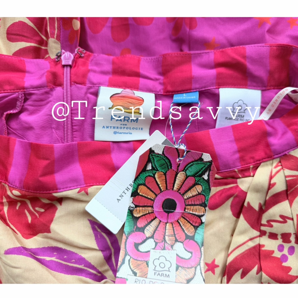 ANTHROPOLOGIE Farm Rio Red Floral Wrap Mini Skirt Tropical L NWT - Picture 4 of 6